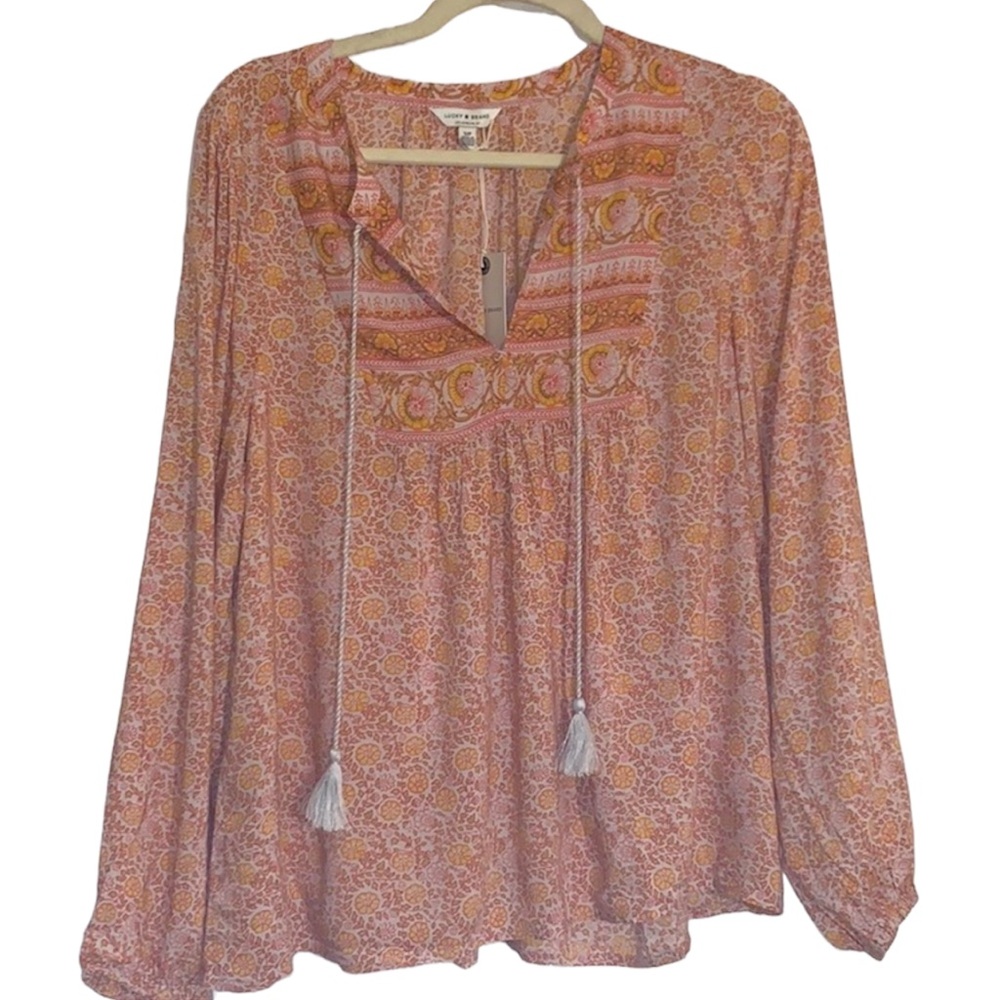 Lucky Brand Women's Mixed Border Print Top s/p